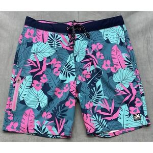 ZeroXposure Swim Shorts Mens Large Inner Liner 50+ UV Stretch Floral Trunks NEW